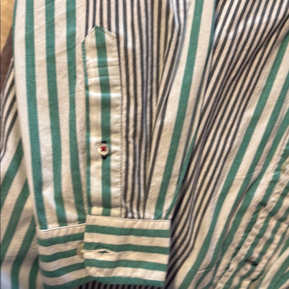 Tommy Hilfiger Green and White Striped Casual Shirt - Picture 5 of 10